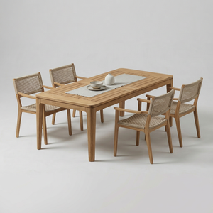 Bale Living Modern Scandinavian Wooden <b>Dining</b> <b>Table</b> Set Rectangle 4 Seater Stable Design Assembly Not Required <b>Dining</b> Room - Product Image 1