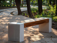Mobilier urbain personnalisé GRC banc en bois imité béton en fibre de verre pour place publique