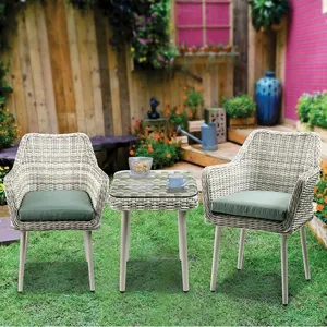 Conjunto de mesa de jantar luxuosa para jardim e pátio, rattan de alumínio, cadeira para café ao ar livre, mesa de jantar para café ao ar livre