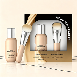 Fond de teint liquide avec kit de pinceaux 50ml, fini mat, waterproof, longue tenue, couvrance totale, kit de maquillage disponible en marque privée - Product Image 1