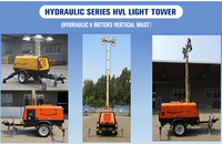 Tour d'éclairage mobile robuste, mât de 8 m, générateur diesel, lampes à LED de projecteur IP65