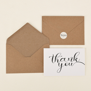 Set di Biglietti di Ringraziamento Personalizzati con Logo Stampato, Piegati a Mano, con Buste in Carta Kraft per Aziende e Matrimoni - Product Image 2