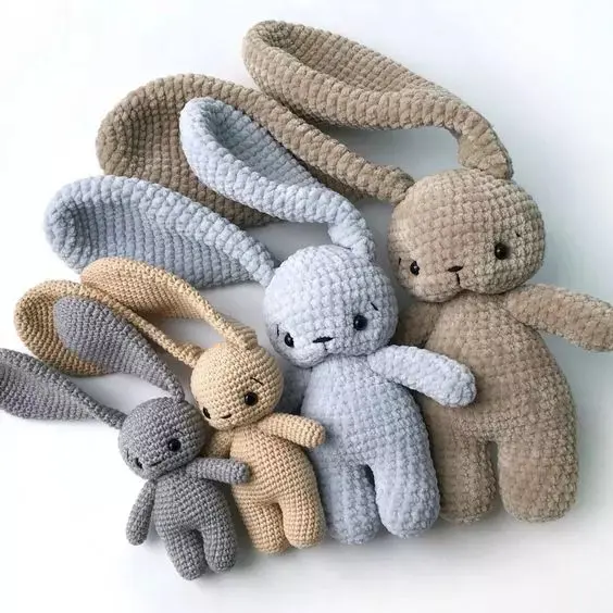 Hot selling fashion baby amigurumi bunny long ears amigurumi doll crochet baby Toy rabbit for Santa Christmas