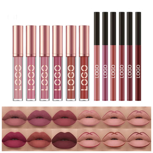 Ensemble de gloss liquide vegan imperméable et crayon à lèvres mat MLM, longue tenue, haute pigmentation, maquillage pour les lèvres non transférable pour tous les jours et les soirées - Product Image 3