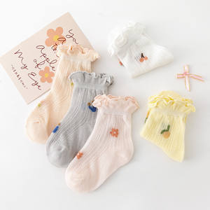 Calzini Ultra-Sottili in Pizzo Floreale Antiscivolo per Bambine Neonata Casual Estivi Lavorati a Maglia per Primavera - Product Image 1