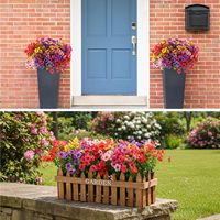 Fleurs artificielles violettes pour jardin, porche, patio, décoration intérieure, 7 tiges, résistantes aux UV, fausses fleurs en buissons, vente en gros