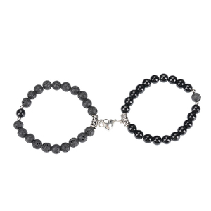Nouveau Bracelet magnétique rond en perles de pierre naturelle de 8 mm à la mode oeil de tigre pour Bracelet amoureux de Couple S477 - Product Image 1