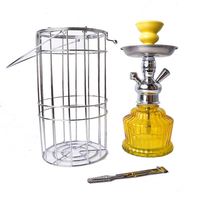 Nuevo Diseño Personalizable, Juego de Cachimba Portátil de Vidrio con Jaula de Hierro, con una o dos Mangueras