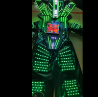 Disfraz de Robot con Zancos LED RGB con Pantalla de Texto, Traje de Robot Iluminado con Zancos para Espectáculos en Escenarios y Calles