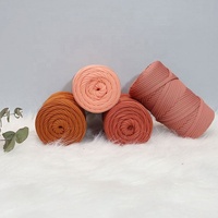 100% Polyester Cotton Solid Braided Rope Dyed Fancy Yarn 4mm Hollow Yarn for Knitting 4M Length