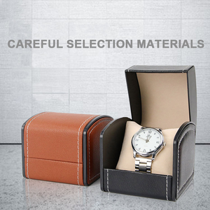 Vente en gros de montre-bracelet <span class=keywords><strong>Becan</strong></span> boîte-cadeau de rangement boîte de montre en papier de carton rigide noir de luxe étuis boîte de montre en cuir PU - Product Image 3