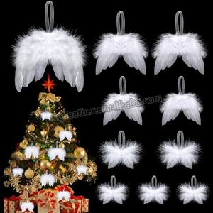 Naturale Mini piuma ali d'angelo per artigianato fai da te bianco appeso albero di natale festa decorazione per la casa ornamenti per bambini decorazioni - Product Image 4