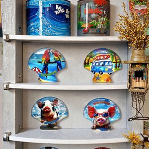 Imán de nevera 3D de cristal marino con tortuga, cerdo y loro, estilo DIY, personalizado, al por mayor, con temática marina, bonito, recuerdo de las Bahamas - Product Image 2