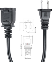 Prise de câble d'extension américaine Cordon d'extension d'alimentation USA Mâle Femelle 2 broches 2 prises pour NEMA 1-15P à 1-15R 0.3m 0.5m 1m 1.5m 3m 5m