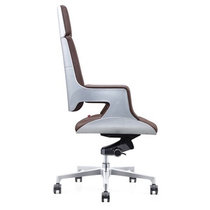 Silver Plastic Shell Polished Self Weight Chassis High Back <strong>Tan</strong> Leather Visitors Swivel High Back <strong>Office</strong> <strong>Chair</strong> - Product Image 5