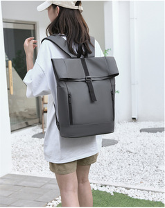 <b>Black</b> Roll-Top SchoolBags Urban Minimalist Business Roll-Top <b>Backpack</b> Mens Bags - Product Image 2