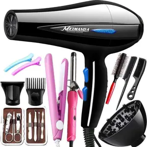 Negative Ion Household Strong Power Electric Hair Dryer Diffuser With Comb Hair Straightener Full Sets