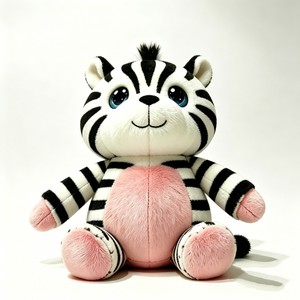 Peluche zèbre noire et blanche personnalisée, adorable peluche zèbre rayée, poupée zèbre de safari, peluche zèbre dodue - Product Image 2