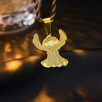 Nouveauté tendance, breloques personnalisées en acier inoxydable, personnages de dessins animés plaqués or, bijoux mignons pour femmes