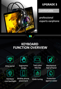 Phổ biến thái RGB đầy màu sắc Backlit 104 phím chơi Game bàn phím và chuột Headphone Combo cho PC Gamer - Product Image 3