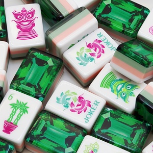 Tuiles de <span class=keywords><strong>Mahjong</strong></span> américaines de qualité supérieure avec dos émeraude <span class=keywords><strong>en</strong></span> acrylique pour les soirées de jeu <span class=keywords><strong>en</strong></span> famille et pour les enfants, écologiques - Product Image 1