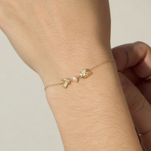 18K Gold Plated Charm Bracelet Star Pearl Heart Color Zircon Minimalist Geometric Chain Jewelry for Women Anniversary Gift - Product Image 5