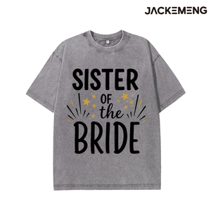 Washed Oversized Cotton <strong>Tshirt</strong> With Sister of the <strong>Bride</strong> Print Retro Streetwear Daily Casual Wear Tee USA Warehouse Wholesale - Product Image 2