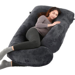 Housse en velours lavable amovible en forme de U 57 pouces oreiller de grossesse confortable anti-ronflement pour les jambes latérales du dormeur dos cou - Product Image 1