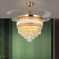 Ventilateur de plafond en cristal avec lumière, ventilateur silencieux à télécommande pour salon, lumière moderne pour chambre à coucher