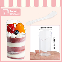 Mini tasses à dessert avec cuillères petit plastique 2.7 oz tireur rond incliné jetable clair Parfait apéritif tasse pour la dégustation
