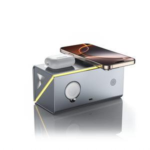 Estación de Carga Inalámbrica con Reloj Despertador, Novedad 6 en 1, Multifuncional de Escritorio, Cargador Inalámbrico Rápido 3 en 1 para Teléfono Móvil Inteligente - Product Image 3