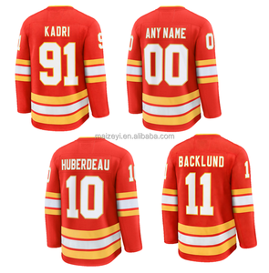 Costuras de la Mejor Calidad # 10 Jonathan Huberdeau # 11 Mikael Backlund # Camiseta de hockey sobre hielo personalizable 91 Nazem Kadri - Product Image 1