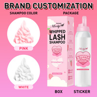 Mousse de nettoyage pour extensions de cils au logo personnalisé, 60ml 100ml, parfum fraise, végane, kit shampoing fouetté pour cils