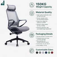 Chaise de bureau ergonomique en maille, réglable en hauteur, avec accoudoirs fixes, appui-tête réglable, inclinable et pivotante, pour salle de réunion