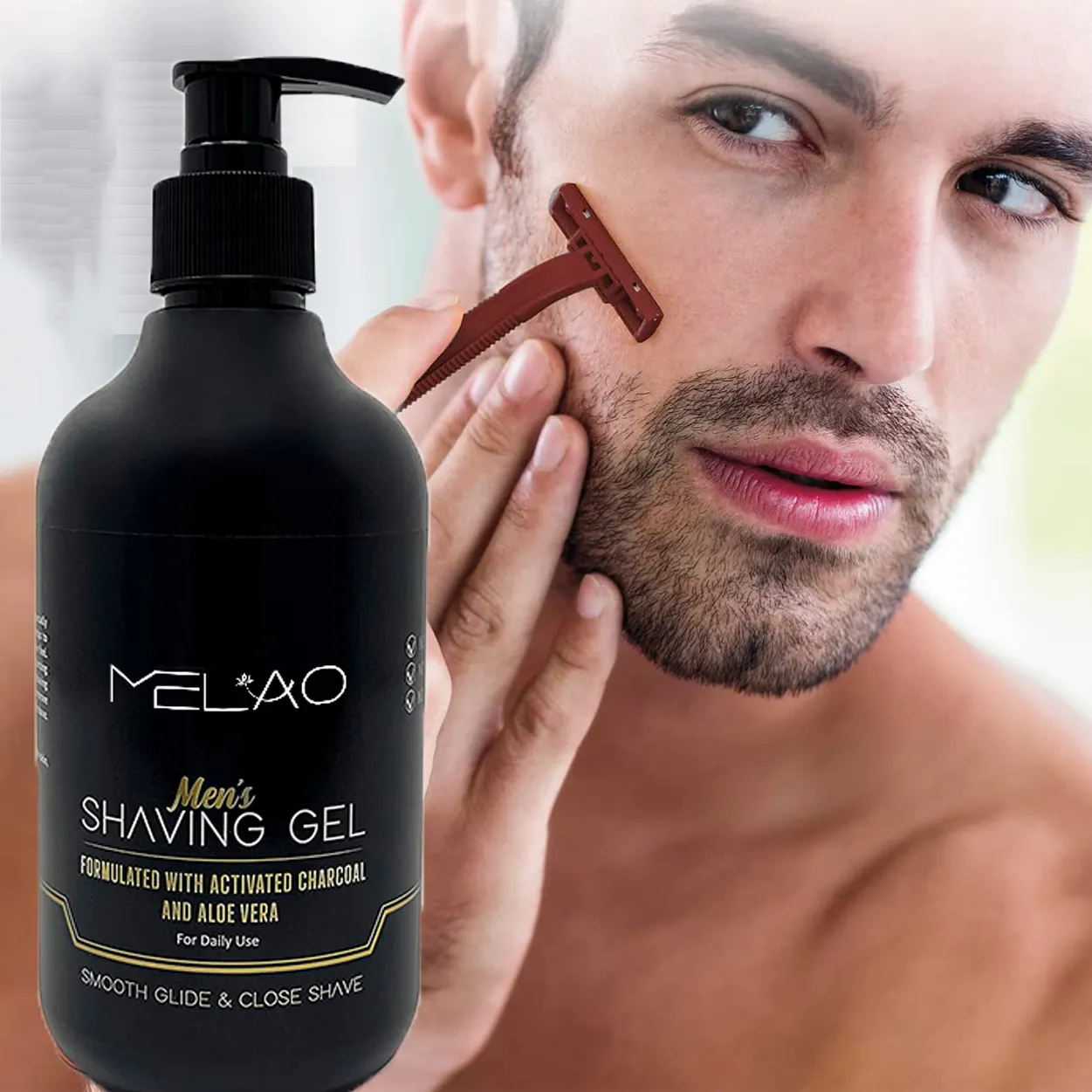 MELAO Private Label Organic Reduce Irritation Sensitive Skin Shave Gel Cream For Men