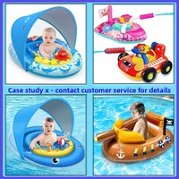 Aufblasbarer PVC-Sonnenliegen-Schwimmring mit Wassersprühfunktion, Doppelliege, Baby-Sonnenschutzsitz, Wasserrutsche, Erwachsenen-Schwimmfloß