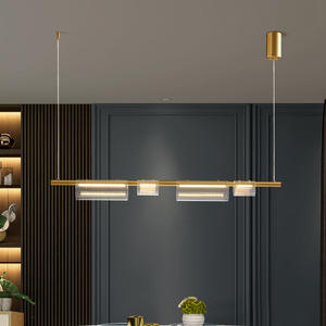 โคมไฟระย้าทองแดงสไตล์ดีไซเนอร์สำหรับร้านอาหาร โคมไฟห้อยแก้วทรงยาว ดีไซน์สร้างสรรค์ไม่ซ้ำใคร สำหรับโต๊ะอาหารเชิงพาณิชย์ บาร์ - Product Image 4