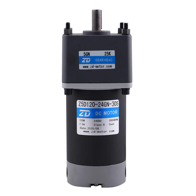ZD Motor 12V 24V 90V 120W DC Gear Motor 90mm Metal Frame Low Noise Motor CW/CCW Ratio 20:1-75:1 Z5D120-24GU-30S/5GU50K