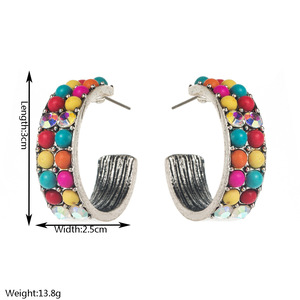 Vendita calda Vintage bohémien colorato antico <span class=keywords><strong>argento</strong></span> <span class=keywords><strong>orecchini</strong></span> in lega stile etnico occidentale - Product Image 6