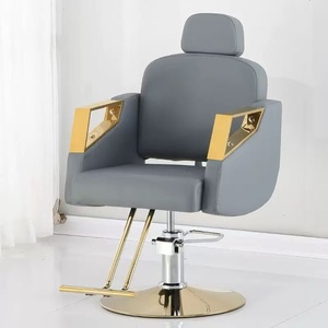 Silla de Barbería Moderna Syf con Respaldo Alto, Silla de Peluquería Hidráulica con Base Dorada para Salón de Belleza - Product Image 6