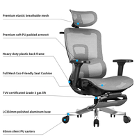 Chaise ergonomique pivotante à réglage de hauteur avec accoudoirs en aluminium 4D et revêtement PU pour le bureau à domicile