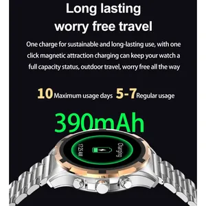 Jam tangan pintar Stainless steel pria, arloji cerdas AMOLED HK98, layar tahan air olahraga bisnis selalu di jam tangan pintar 2024