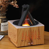 Diffuseur d'huiles essentielles et humidificateur à flamme simulée, design feu de camp carré, capacité 400 ml, fonctionnement silencieux à ultrasons pour la maison