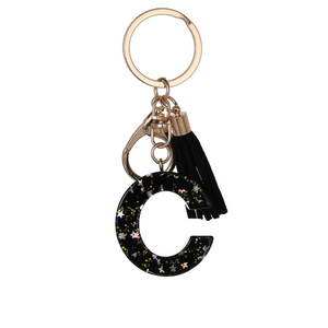Llavero Minimalista de Resina Negra con 26 Letras, Adorno de Borla Suave para Mochila, Colgante de Moda para Bolso de Mujer, Accesorios para Llaves al por Mayor - Product Image 3