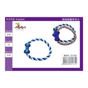 Giocattolo da Masticare Circolare in Corda di Cotone con Osso per l'Intrattenimento degli Animali Domestici - Product Image 3