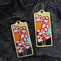 Boucles d'oreilles en métal et émail doux pour filles, bijoux fins et tendance, boucles d'oreilles en or pour femmes