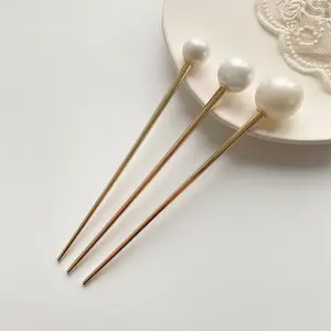Retro metal pearl design feeling a character pearl hairpin simple modern daily dish hair ornaments
