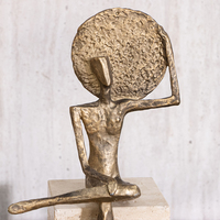 Sculpture abstraite décorative vintage en bronze noir pour commande en gros, ornement, cadeau d'entreprise, fourniture, art de bureau