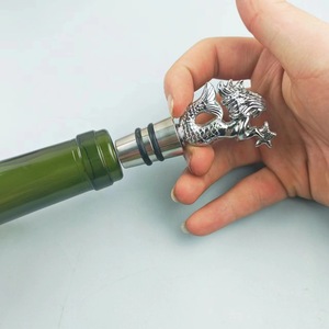 Mermaid Zinc Alloy Wine Stopper Set With Cork Bottle Opener Napkin Ring For Beverage Serving - Product Image 3