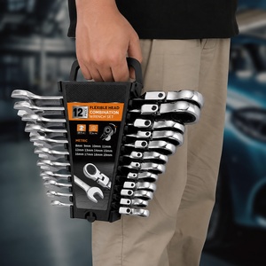 OEM 12 Pcs Flex-Head Ratcheting Wrench <b>Set</b> Metric Cr-V Steel Combination <b>Spanner</b> Tool <b>Set</b> for Auto,Machine Repair - Product Image 5